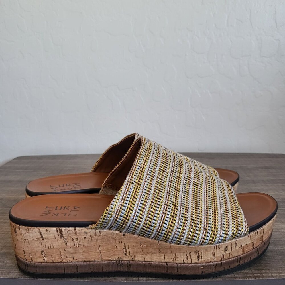 Naturalizer Kirstin Striped Platform Slip-On Wedge Sandal Multicolor Women's 8.5